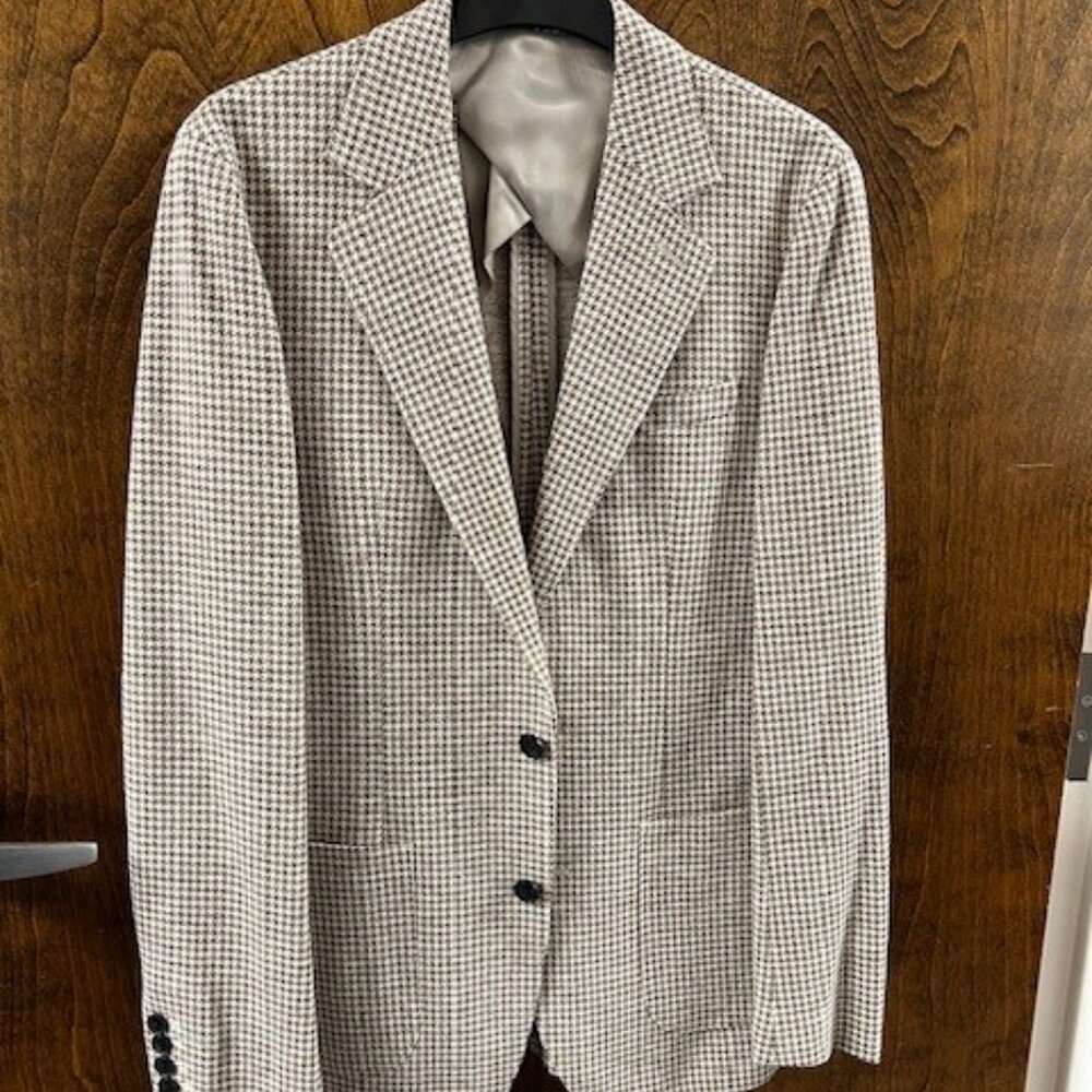Reiss Men's Houndstooth Sport Coat in Cream and White